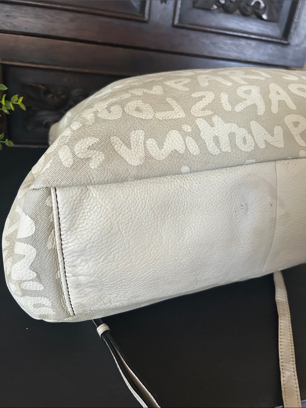 Source Unknown Beige Script-Print Shoulder Bag - Picture 6 of 15